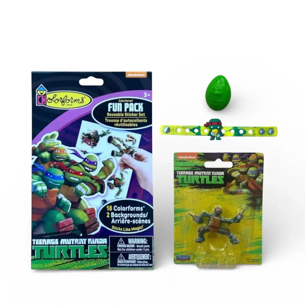 TMNT Easter Basket Filler Toy Set Ninja Turtles Sticker Pack Figure Kids Gift